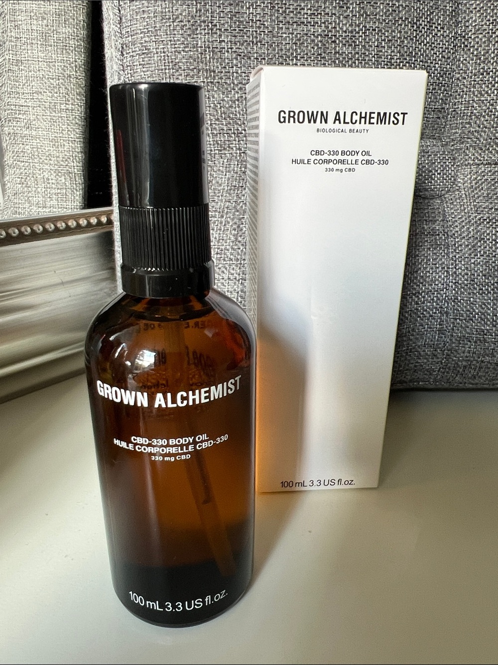 Grown Alchemist Amber Glass Body Oil Bottle with Black Pump